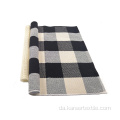 Bomuld Buffalo Plaid Door Rug Black White Strip